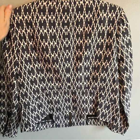 J crew Women’s Blazer Moto suit jacket size Medium M Navy white gray full zip - Picture 4 of 6